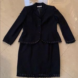 Stunning Black Suit w/ satin ruffles accents